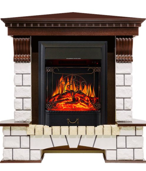 Каминокомплект Royal Flame Pierre Luxe угловой с очагом Majestic FX Black
