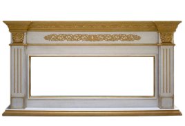 Портал Interflame Елизавета белый с золотой патиной под очаг FreeSpace 60 LED FX QZ